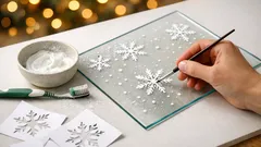DIY Christmas window paint with toothpaste for snowy holiday designs