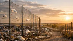 The hidden fences that stop windblown plastic from spreading beyond landfills