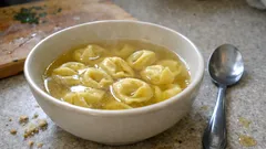 Homemade Tortellini in Brodo: Tiny Pasta in a Clear, Golden Capon Broth