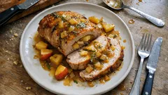 Italian-Style Apple Pork Roast With a Smooth Rosemary Pan Sauce